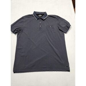 Buttercloth Polo Shirt Mens 2XL Blue Icy Cotton Geometric Pocket Knit Stretch